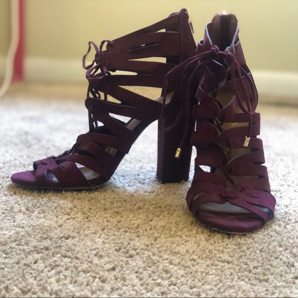 Charlotte Russe Maroon Strap-Up Heels